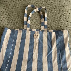 Sezane Blue and Cream Striped Tote
